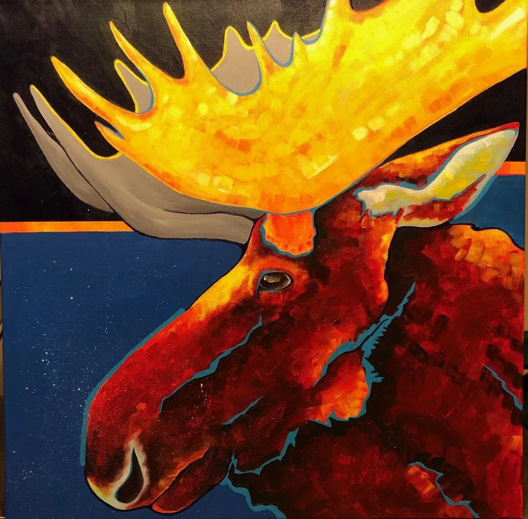Bull On Fire, original painting by Wyoming fine artist Steve Knox